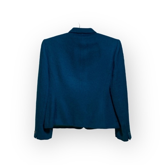 Vintage Jones New York Teal Virgin Wool Cropped Boxy Jacket -Size 10 - Picture 2 of 8